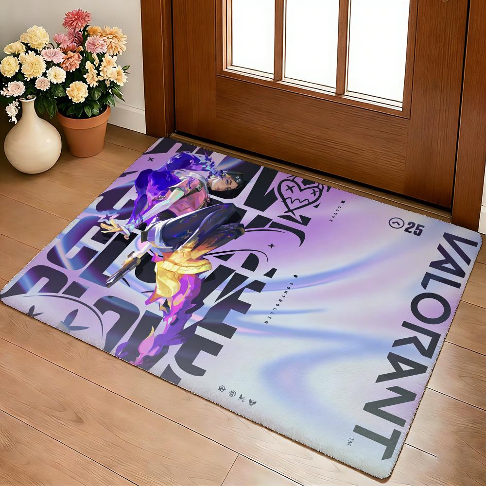 Game V-ValorantS Cool Floor Mat Cozy Flannel Soft Thick Non-Slip Mat For Living Room Bedroom Kitchen Decor Rugs
