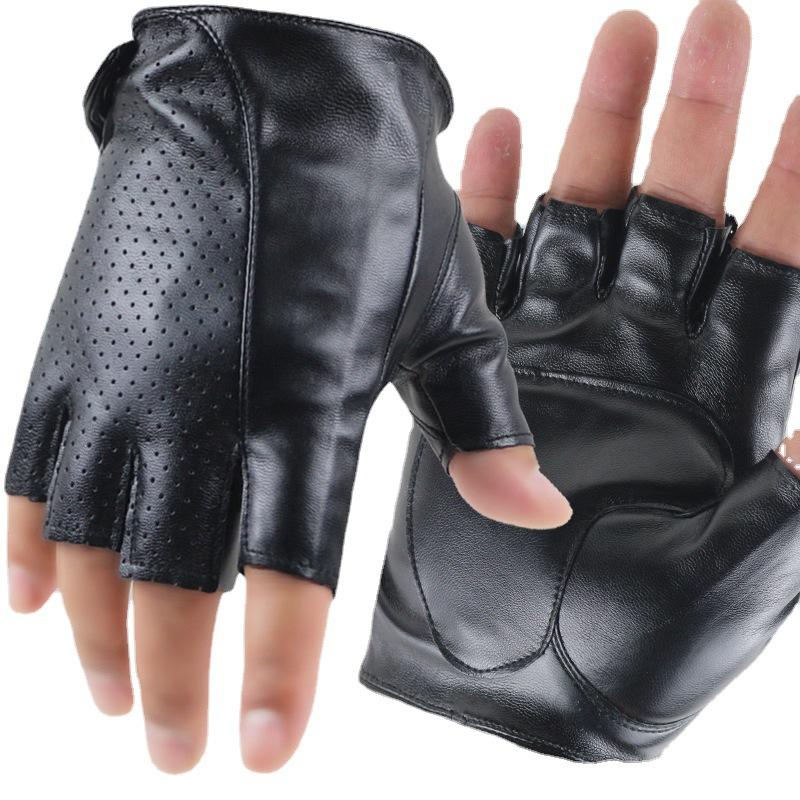 Half-finger Gloves Driving Men's Touch Screen Short Thin Autumn and Winter Hand Repair Velvet Warm Simulation Leather