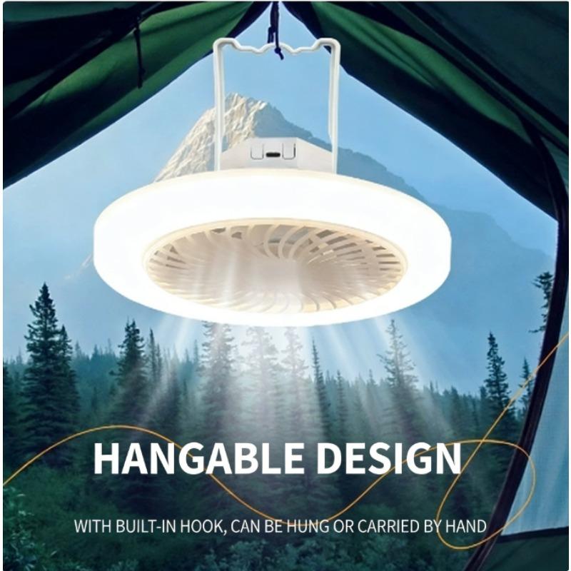 

Portable USB Rechargeable Ceiling Fan with LED Light Strong Wind Hanging Fan for Camping Tent Office Bedroom Indoor Outdoor 85-265V