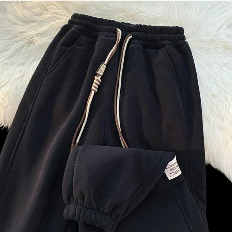 Moda sport catifea largi Casual pantaloni harem de damă iarnă fleece groase talie înaltă pantaloni lați cu șnur de stradă pantaloni caldi de mărime mare 25506