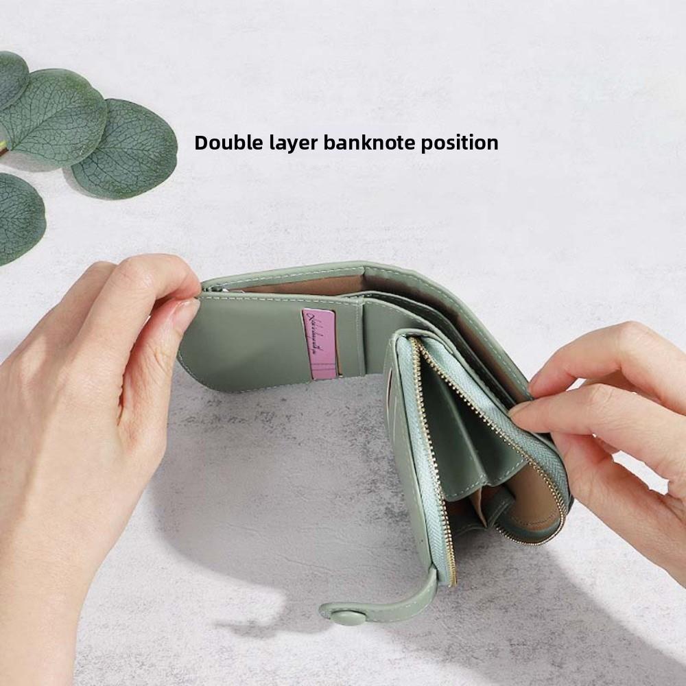 Floral Print Mini Coin Purse Bag Zipper Pouch Card Holder Portable PU Leather Short Wallet Women