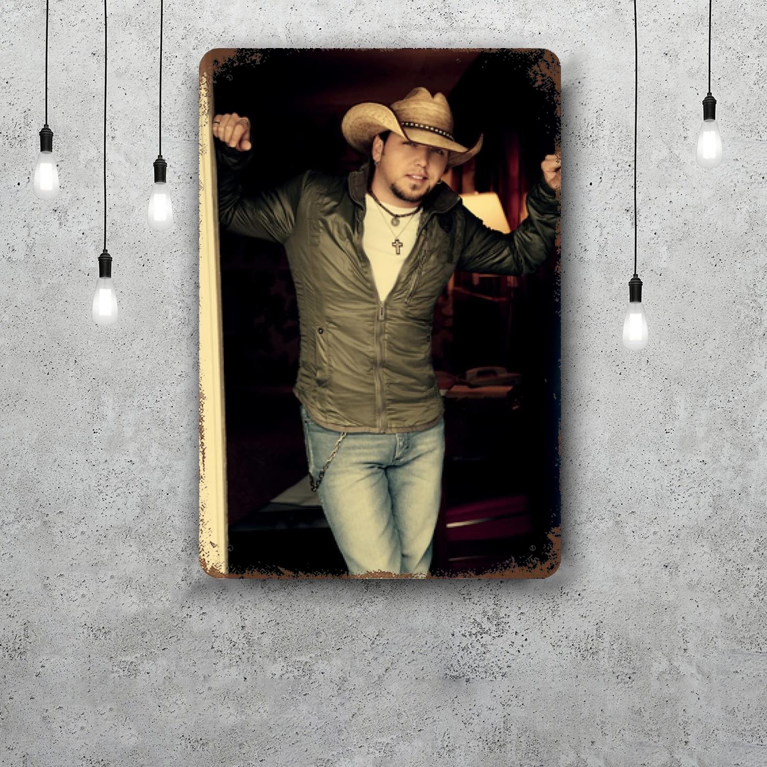 Jason Aldean Funny Bar Metal Sign Retro Plaque Vintage Sign Alcohol Drinker Pub Club Man Cave Kitchen Wall Decoration 20x30cm(7.8x11.8inch)