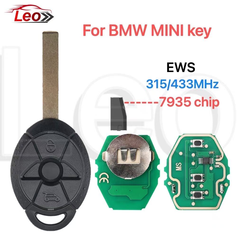 Leo For BMW MINI Cooper Key 2005 2006 2007 EWS System 315MHz 433MHz with ID44 / PCF7935 Chip Smart Remote Car key FCC:LX8F2V 315 MHz