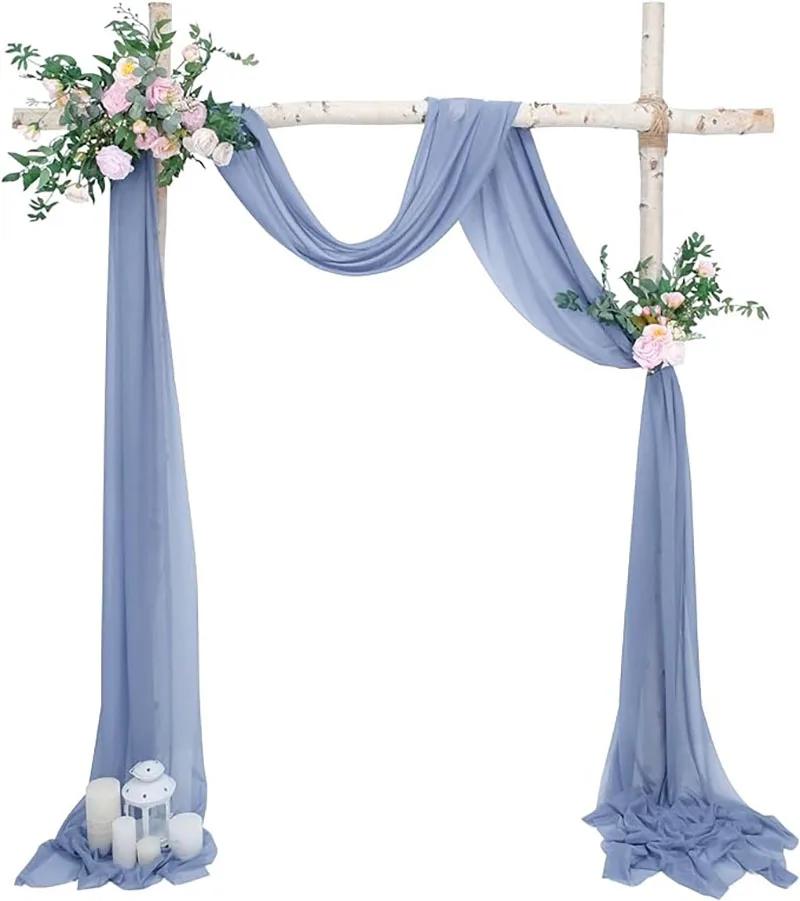 3Pack Set Wedding Arch Drape Fabric Sheer Chiffon Tulle Curtain Draping Backdrop Party Supplies Home Drapery Ceremony Decoration