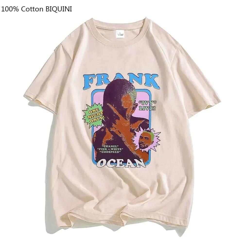 Красивая эстетичная футболка унисекс футболка Frank O-Ocean Blonde Blues Music хлопковая футболка высокого качества топ с граффити High Street 4XL 2228₽