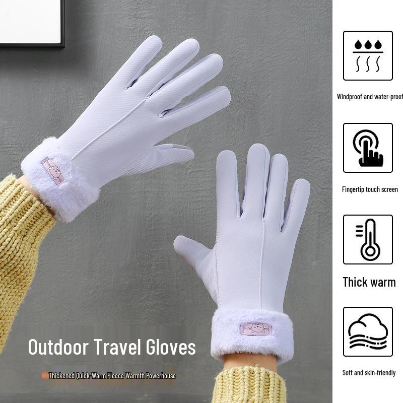 Women's Winter Fleece-Lined Touchscreen Gloves – Warm, Waterproof, Windproof, and Skin-Friendly for Driving, Cycling, and Riding.