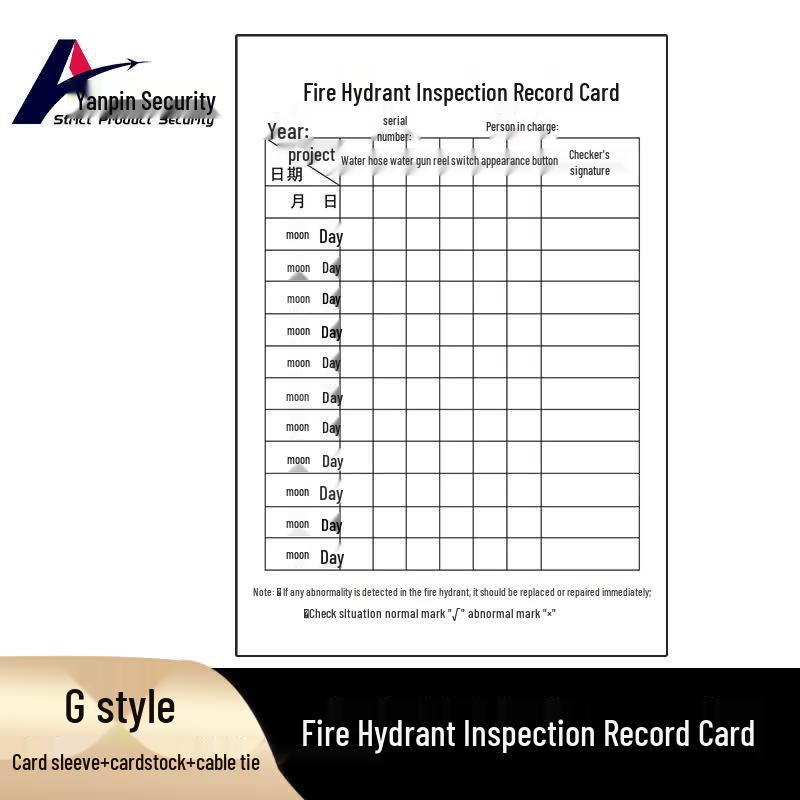 Fire Hydrant Inspection Log Cards (10-Pack)