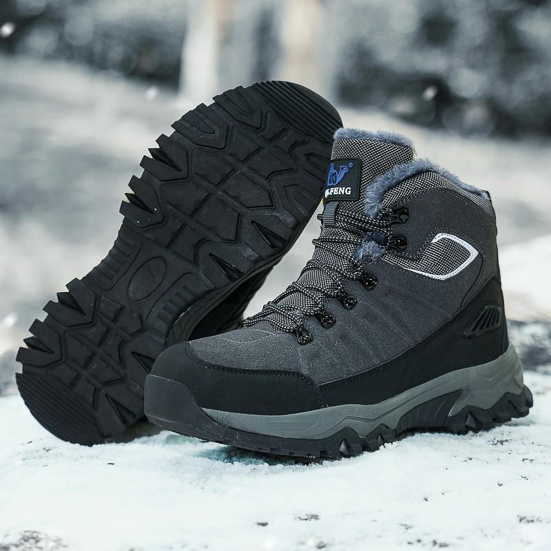 Kids Shoes Mens High-Top Hiking Boots Winter Outdoor Walking Shoes Rubber Sole Warm Lined Trail Footwear