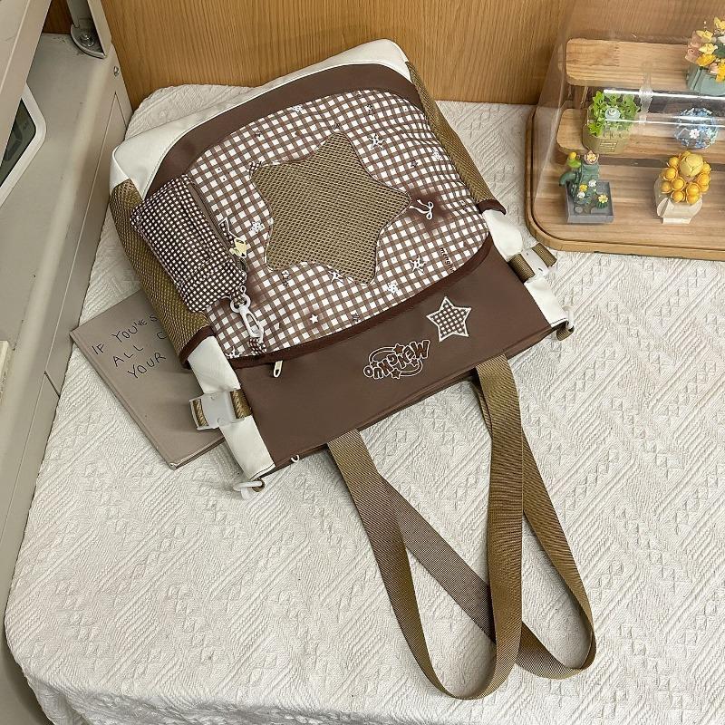 Retro plaid junior high school student schoolbag high value ins niche design backpack large capacity travel backpack