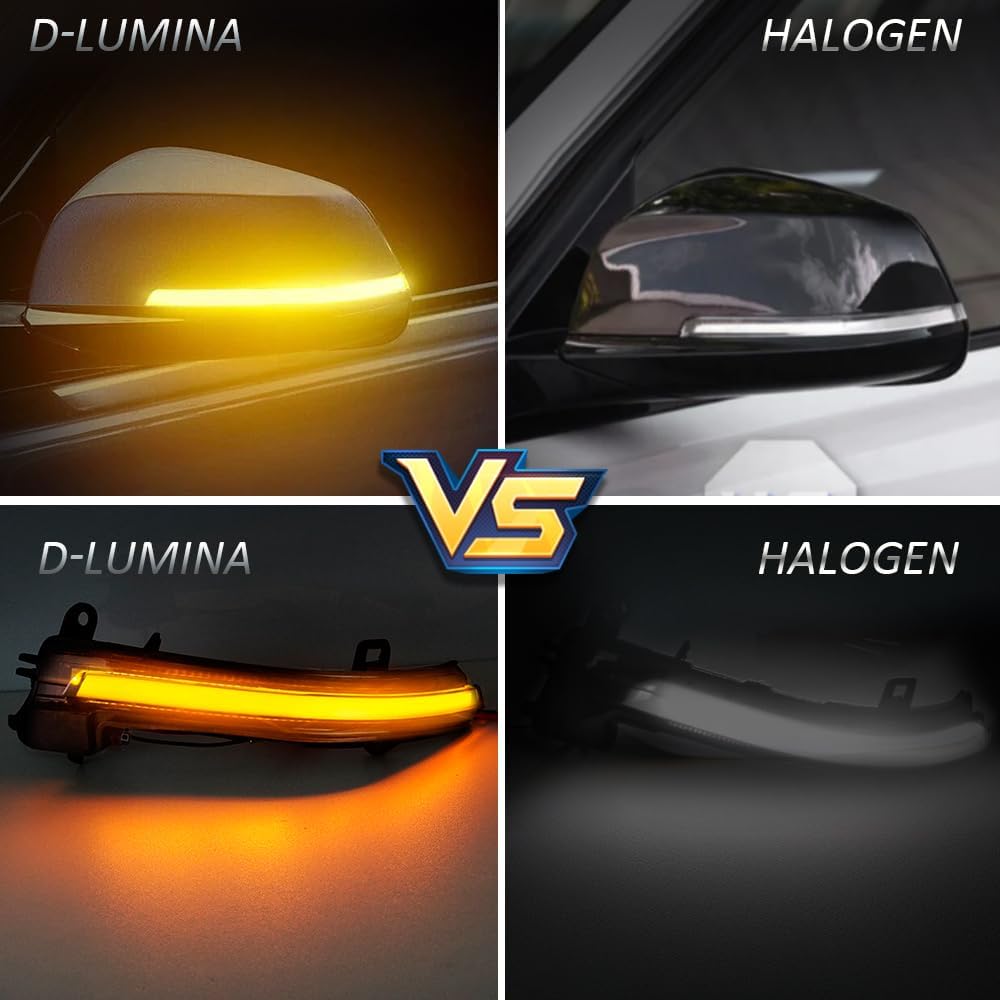 D-Lumina Dynamic LED Side Mirror Sequential Turn Signal Lights Smoked Lens for BMW 1 2 3 4 Series F20 F21 F22 F23 F87 F30 F31 F34 F35 F80 F32 F33 F36