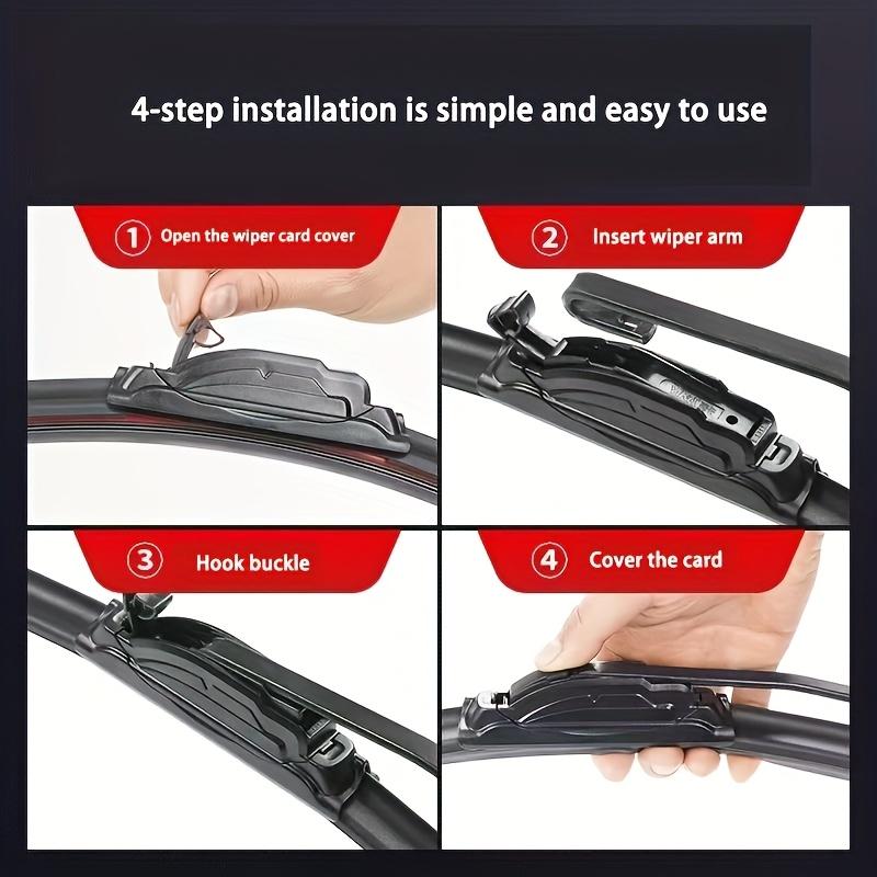 Quiet and Durable 4-layer Wiper Blades 4 Rubber Strips, Windshield Wiper for All Cars