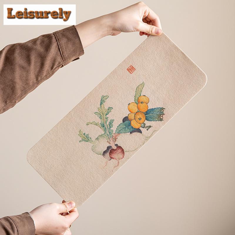Miscellaneous Vegetables Rectangle Tea Table Mats Luxury Drink Coaster Household Dinner Table Cloth Mat Tea Ceremony Ornaments