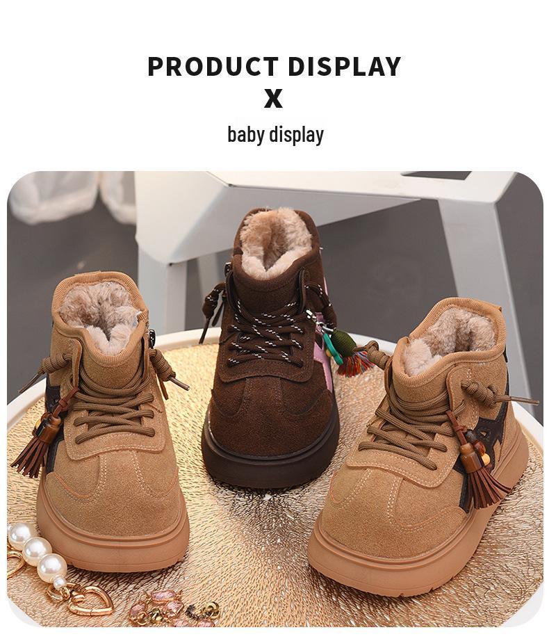 Girls' Fleece-Lined Snow Boots - Warm, Non-Slip, Winter 2025.