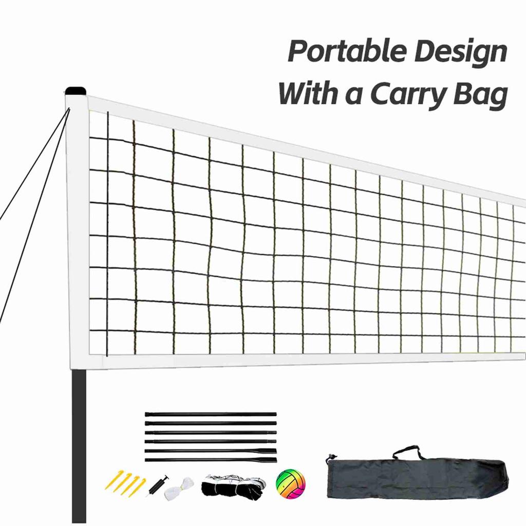 Beach Volleyball Net Football Net Badminton Net with Stand Package Bag for Backyard Outdoor Portable