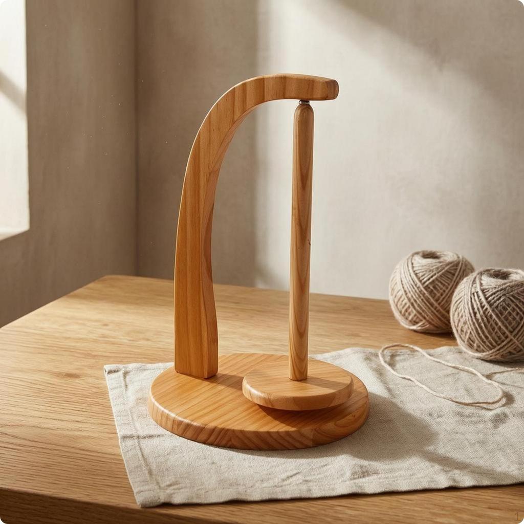 Wooden Yarn Spool Stand Smooth Finished Knitting Stable Base Crafting Accessory Single
