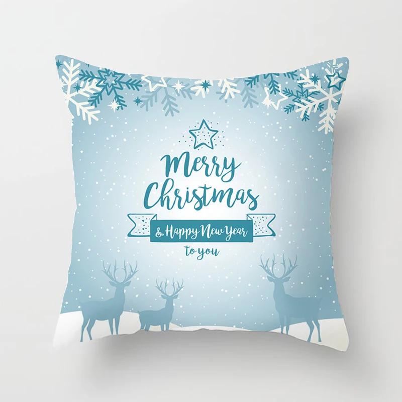 Blauer Schneeflocken Weihnachts-Kissenbezug Heimdeko Ornament Anhänger Geschenk Kissen