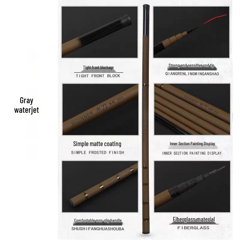 Fiberglass Stream Fishing Rod - Super Hard, Long & Short Sections