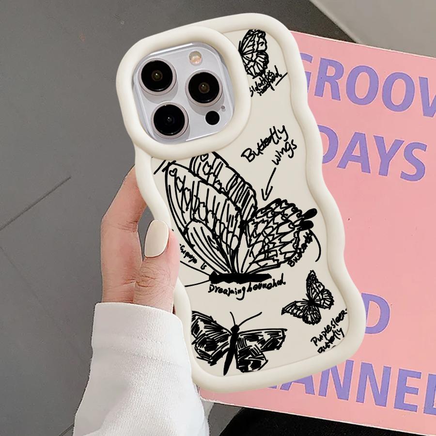 Soft Phone Cover Case for iPhone 8 17 Air 12 15 Plus XR 11 16 Pro Max 13 14 Butterfly Flower