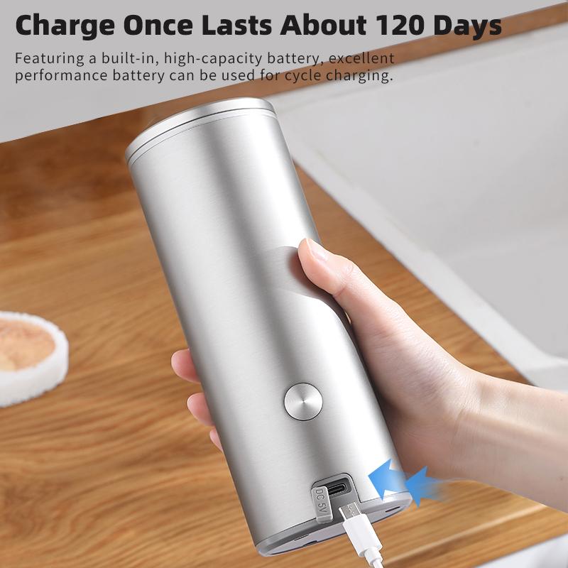 Automatic Soap Dispenser Stainless Touchless Rechargeable Hand Sanitizer Shampoo Detergent Dispenser for Kitchen Bathroom Toilet
