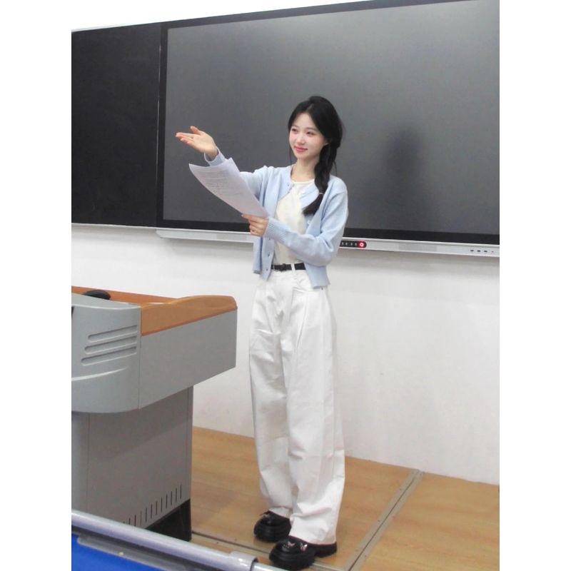 

Ленивый Молочный Фуфу Синий Уличный Весенний Кардиган Свитер Blue S [Recommendation 70/45.00kg]]