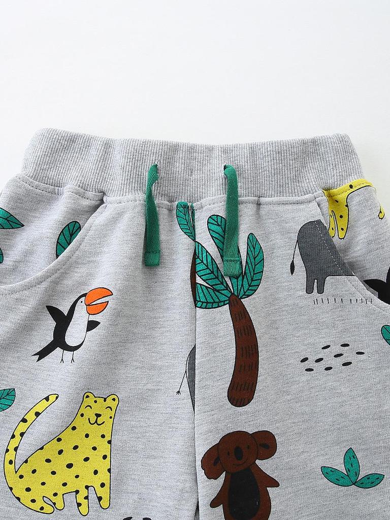 Summer New Fashion: European & American Style Boys' Printed Capri Shorts, Cotton Knit Children's Wear