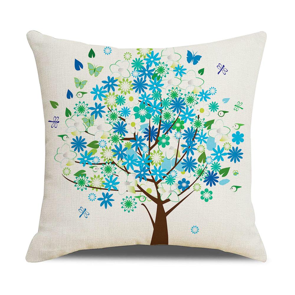 Ins Nordic Style Cartoon Tree Car Sofa Pillow Custom Nap Pillow Lumbar Cushion Cover Home