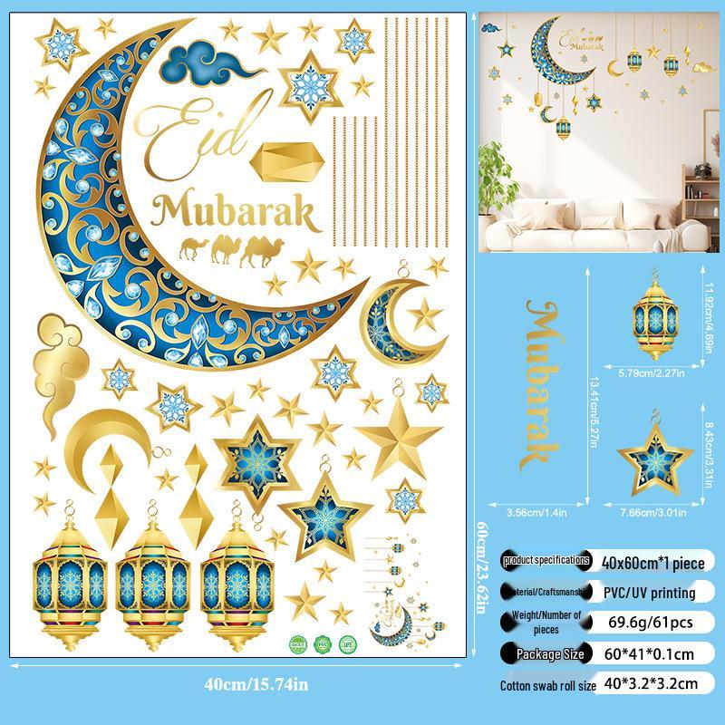 3D Star & Moon Wall Stickers - Self-Adhesive Festival Decorations for Living Room & Bedroom