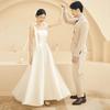 2025 Simple Forest Style Satin Spaghetti Strap French Wedding Dress
