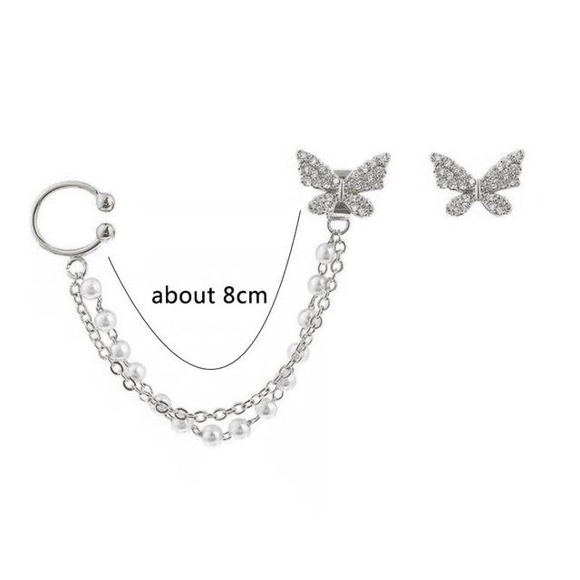 

Pearl Tassel Earrings for Women Korean Butterfly Dangle Earrings Personality Party Valentines Day Gift Ear Pendientes Mujer
