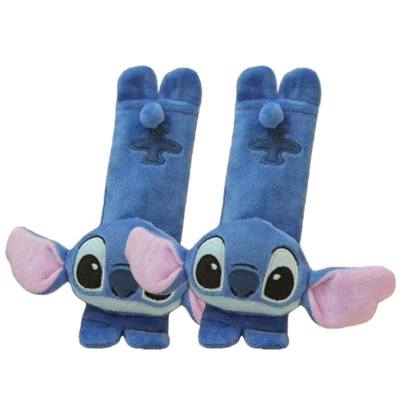 Cartoon Cute Stitch Seat Belt Protective Cover Anime Lilo & Stitch Soft Plush Car Shoulder Belt Car Inside Decoration
