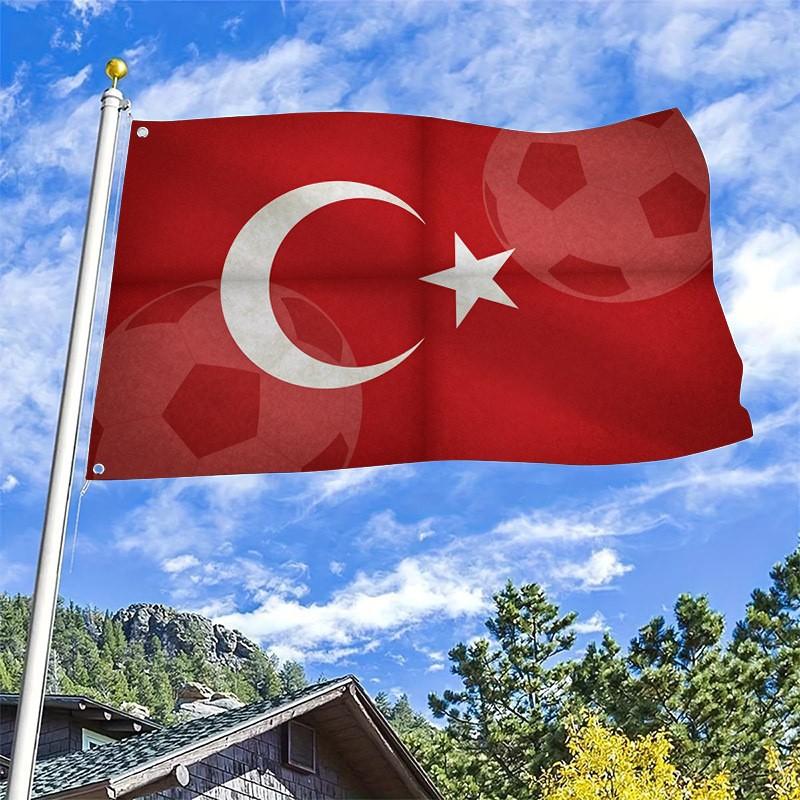 Turkish Soccer Flag With Crescent Star Outdoor Durable Fade Resistant Home Garden Banner