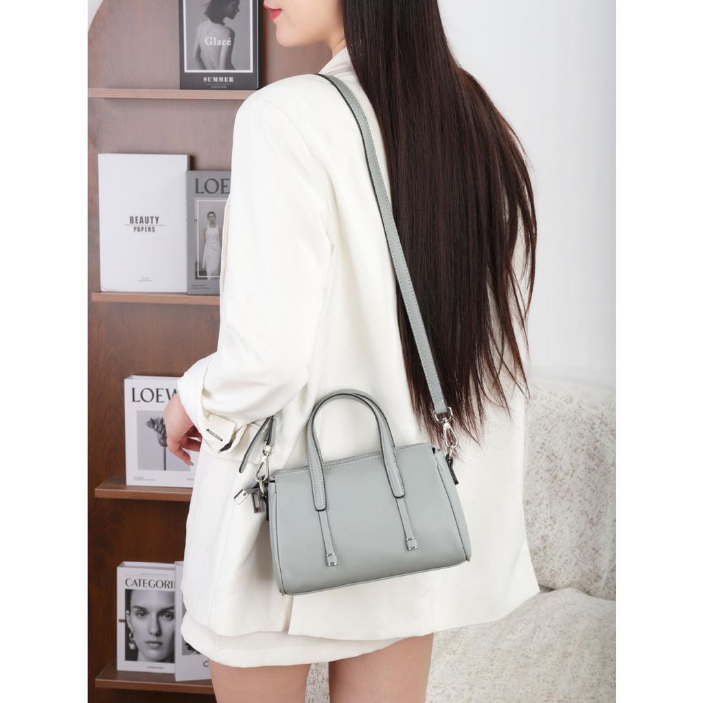 Automne Naturel Première Couche Cuir de Vache Sac à Bandoulière Messager pour Femmes Grande Capacité Mode Polyvalent Simple Sac Fourre-Tout à Fermeture Éclair Cuir Souple