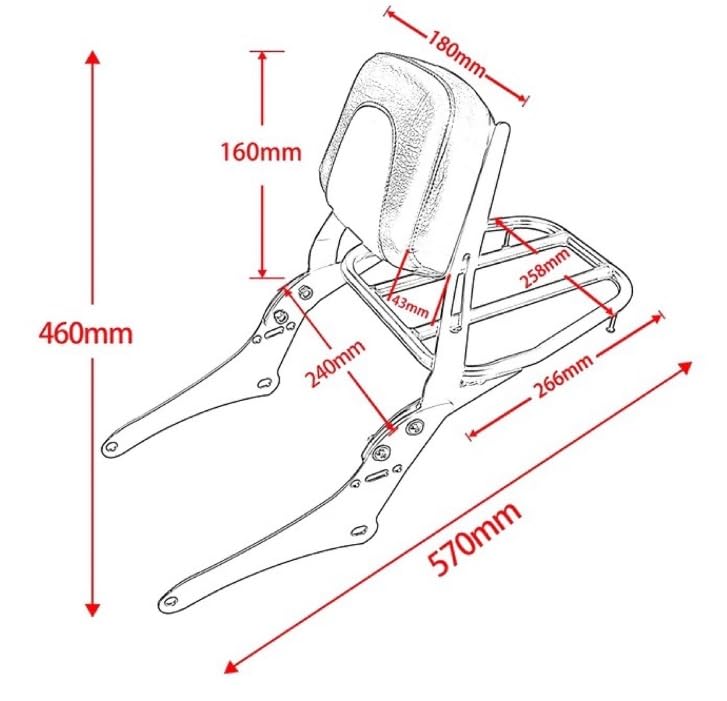 Proiectat special pentru Honda Rebel Honda CMX300 CMX500 Sissy bar spătar portbagaj spate cu suport pentru bagaje spătar piese personalizate negru aftermarket