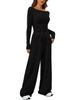 Asymmetrical Long-Sleeve T-Shirt & Wide-Leg Pants Casual Loungewear Set 2025 Autumn Collection