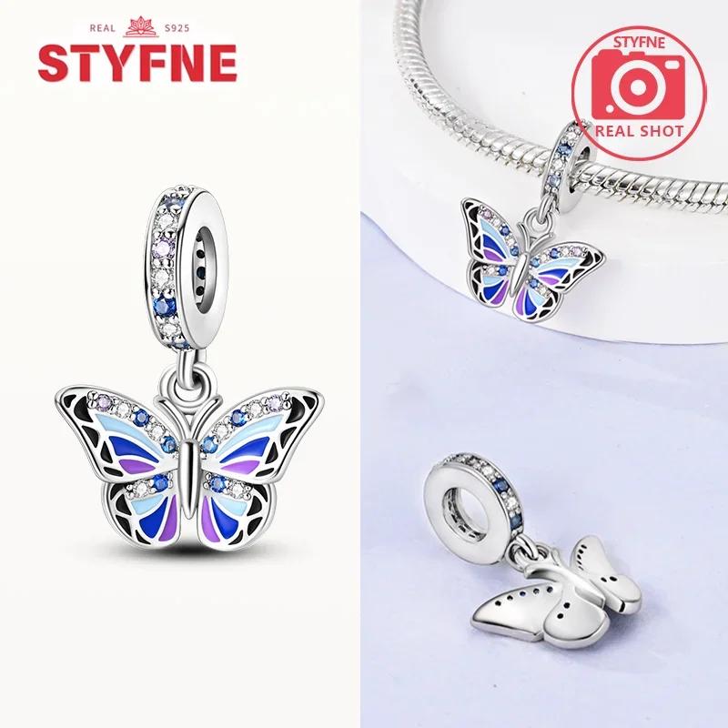 Copper Metal Colorful Butterfly Series Charm Bead Components Shiny Zircon Bead Components Compatible With Authentic Original Bracelet High Quality