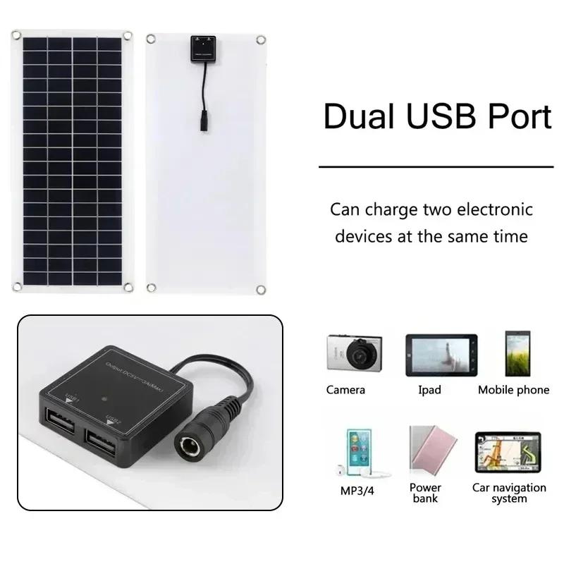Equipped with 40W Outdoor USB 5V Flexible Solar Panel+60A Controller Set Suitable for RV Camping Hiking Charger Power Supply