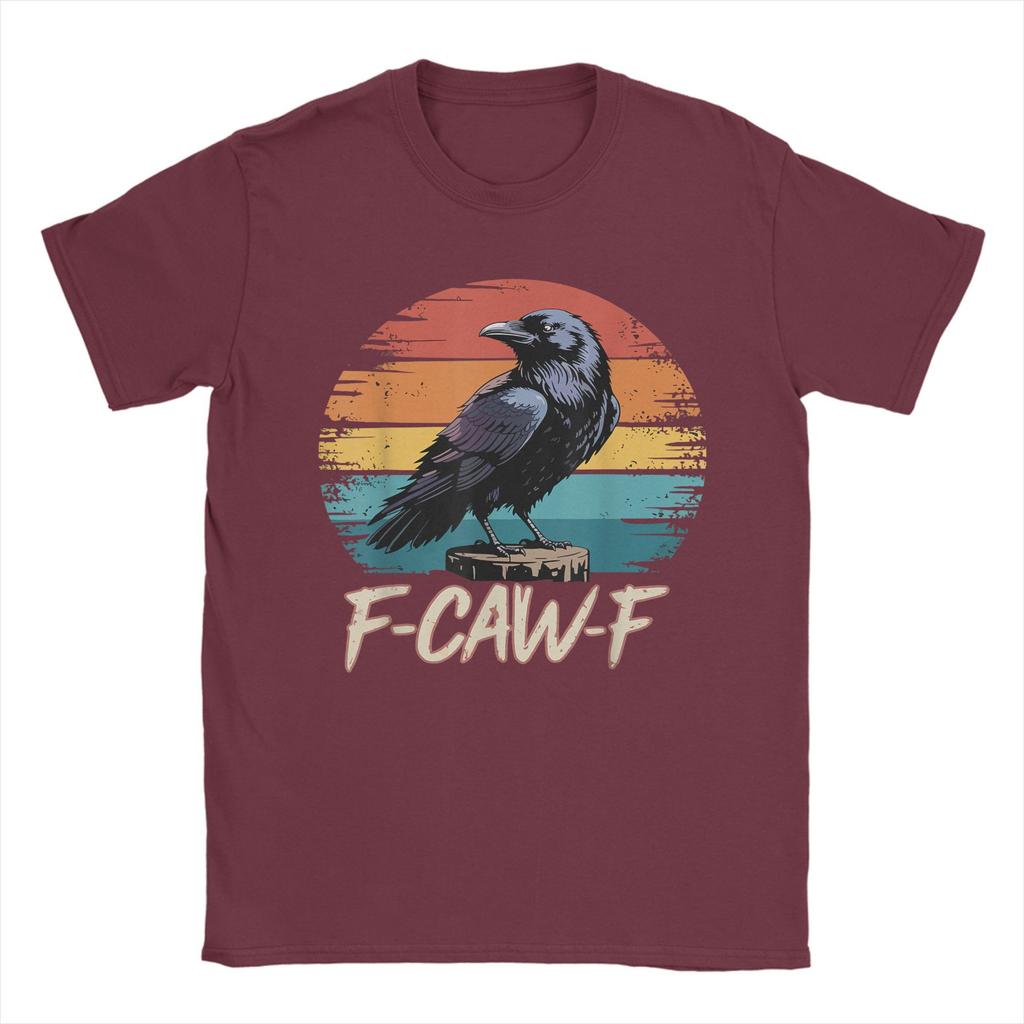 Men Women's T Shirt Retro F-Caw-F  Black Bird Crow Funny Crow Bird Cawing Grunge T-Shirts Summer Tees Clothes Plus Size 5XL