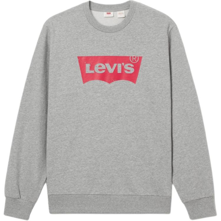 Levis Simple Comfortable Versatile Casual Logo Print Long Sleeve Sweatshirt Men Sweatshirt Gray 003YS-0000