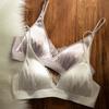 French Satin Lace Triangle Cup Push-Up Bra for Small Breasts - Women's Anti-Sagging Lingerie with Side Support.