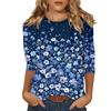 Women's Fashionable Casual Three Quarter Sleeve Printed Round Neck Top