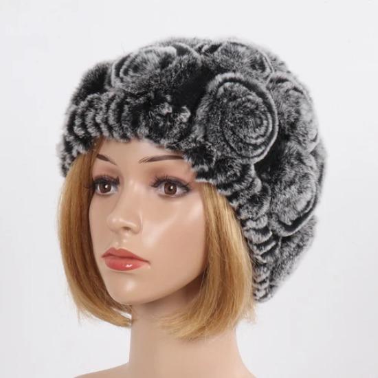 Нові Жіночі Зимові Хутряні Шапки Шарфи Набори Натуральні Теплі Справжні Шапки з Хутра Кролика Рекс Шарфи Леді В'язані Шапки з Натурального Хутра Шарф