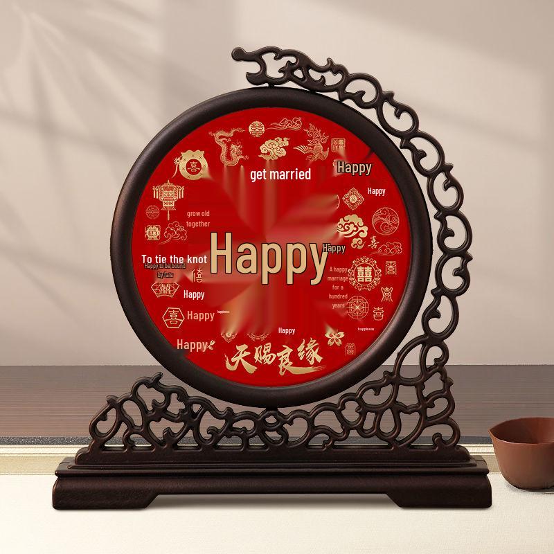 Heaven Official's Blessing Calligraphy Photo Frame: Longevity, Wealth, Treasure - High-End National Style Office Ornament