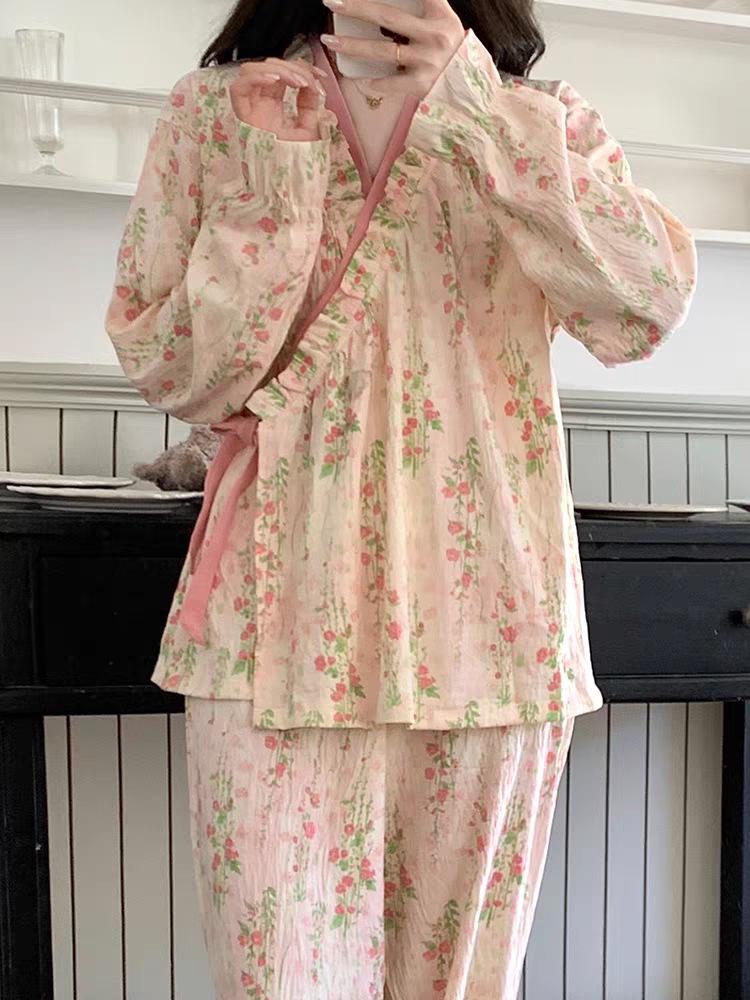 Damen Sweet & Comfortable Baumwoll-Pyjama-Set zum Binden, Frühjahr 2026