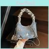 Small Cloud Butterfly Shaped Pu Bags Handbag Ruched Detailing Strap Shoulder