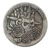 Pièce de monnaie ancienne Wanderer Crâne Bison Dollar d'argent vieilli Rond
