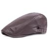 New Men Women Berets Faux Leather British Vintage Flat Cap Male Solid Black Red Navy Brown Newsboy Caps Adjustable Driver Hats