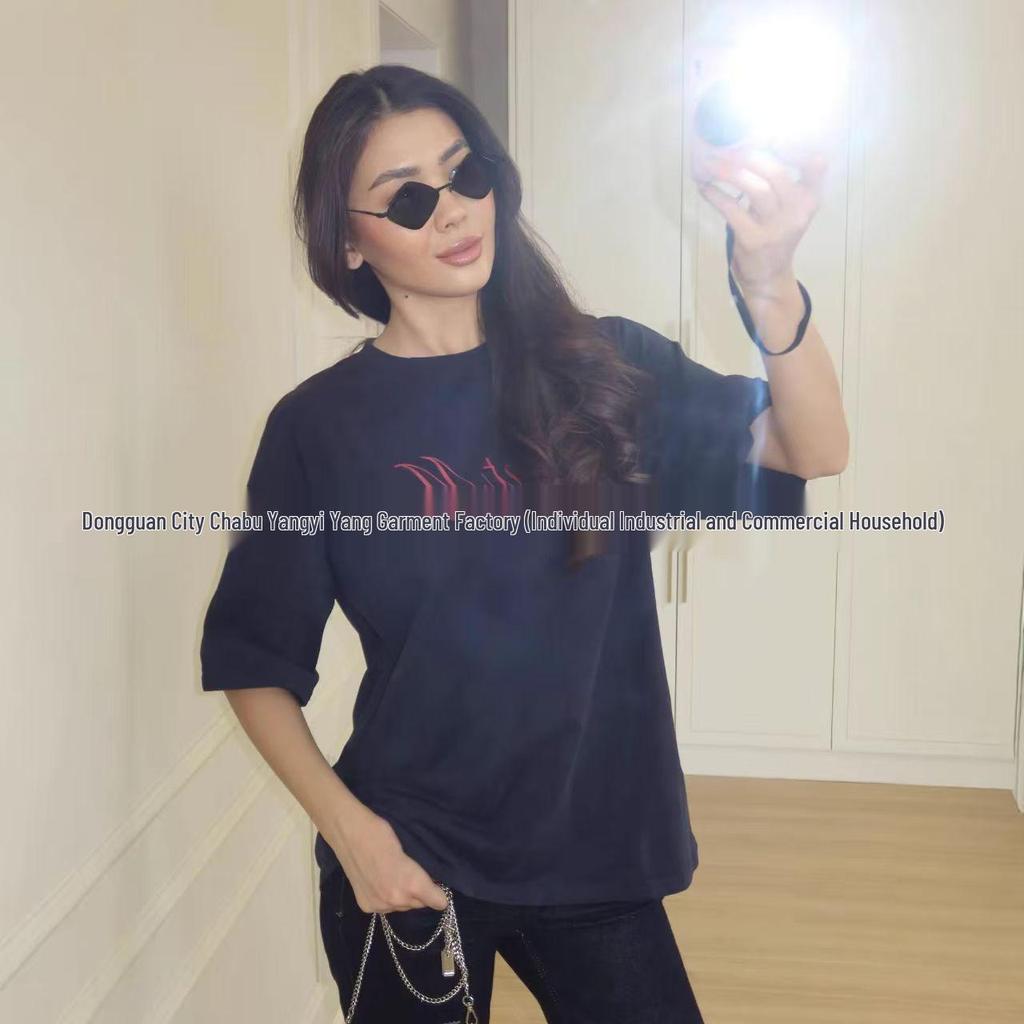 100% Cotton Short Sleeve Women's Hip Hop T-shirt – Trendy Street Style with Cool Graphic Print