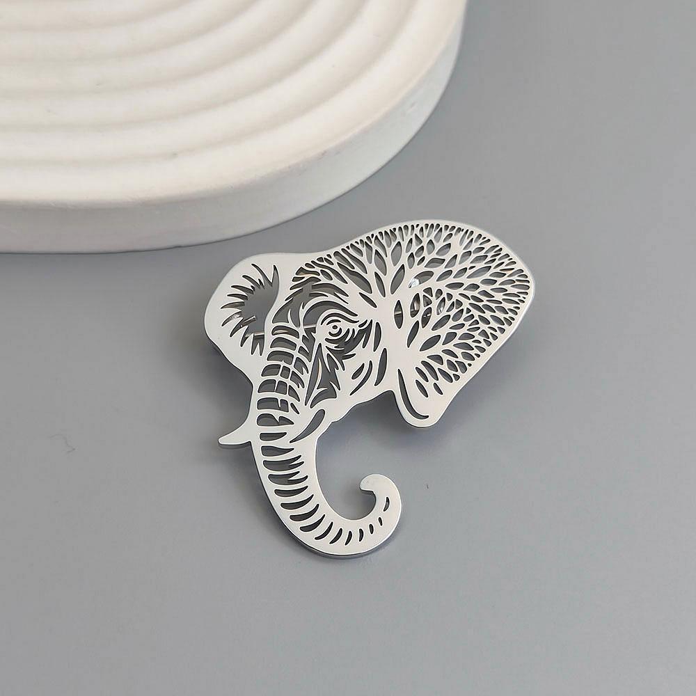 Stainless Steel Elephant Brooch & Cufflinks Set