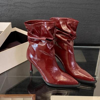 Fashion Temperament High-end Good-looking High-heeled Short Boots Women's 2025 Autumn and Winter New Pointed-toed Mid-tube Boots Thin-heeled Stacked