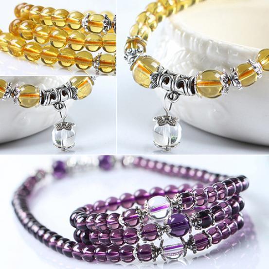 6mm Crystal Stone Buddhist Amethyst 108 Prayer Beads Mala Bracelet Necklace AVE
